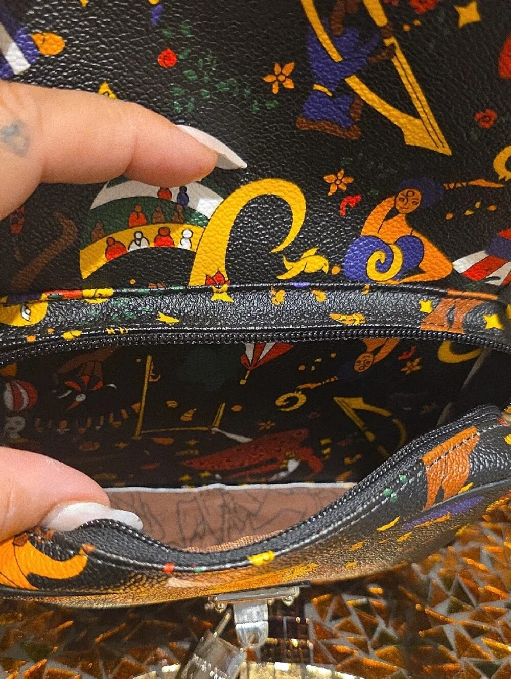 Black Carnival Print Crossbody Bag